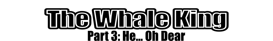 A 4 panel grayscale comic featuring a king and one of his guards titled "The Whale King Part 3: He... Oh Dear".
Panel 1.
The king is in his throne room looking down at a phone in frustration. The guard is trying to talk to him looking concerned.
Guard: Sir, the people are concerned about how much time you spend staring at that rectangle.
King: Stupid prize box. I wanted a dragon not another dumb gopher!
Panel 2.
Guard: And nearly half the treasury has vanished along with some of the furniture!
King: Hm... what's the least valuable thing I can trade for more gems?
Panel 3.
Cut to the king's perspective looking at the phone. They are in the gem shop on a tab that indicates he can trade a guard for 25 gems.
Guard: Sir... Sir, can you hear me?
King: I guess I don't need that many guards...
Panel 4.
The phone makes a KACHING! sound while showing a bunch of gems in a chest surrounded by sparkles and a big 25 above it. In the background the guard vanishes in a puff of smoke.